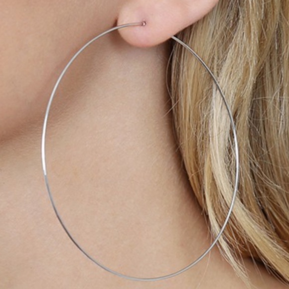 LARGE WIRE HOOP EARRINGS - Picture 8 of 13